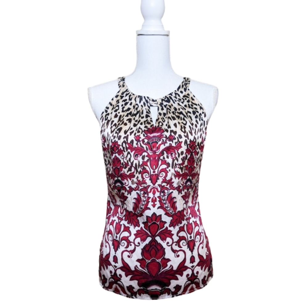 White House Black Market Silk Charmeuse Baroque Top for Cocktail Hour